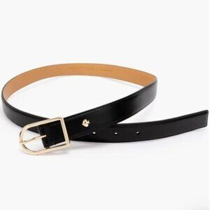 NWT Kate Spade Stitched feather edge belt in black / polished gold size L/XL